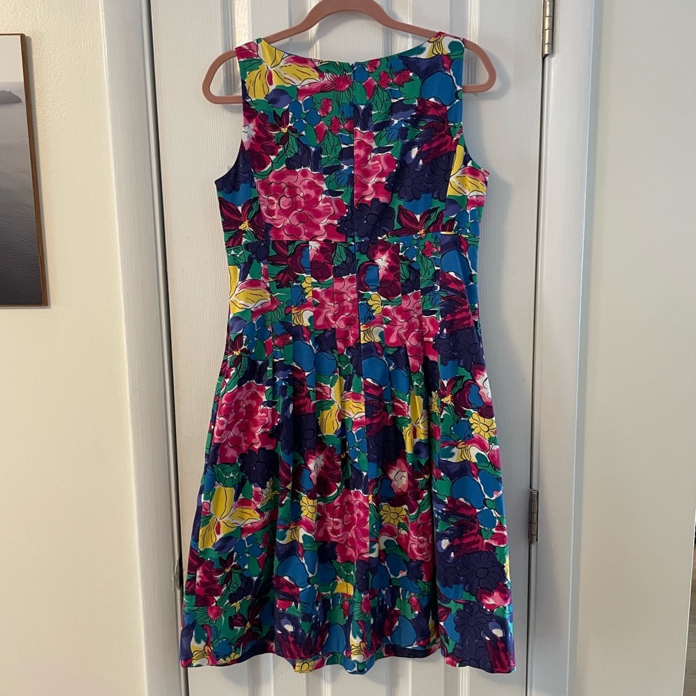 Jones NY Flower Sleeveless Lined Dress EC Sz 10 - Picture 2 of 3